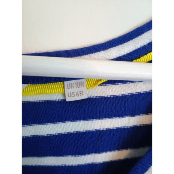Boden Dress Womens 6R Yellow Striped Imogen Jersey Ruffle Sleeve Nautical Sailor - Picture 3 of 6
